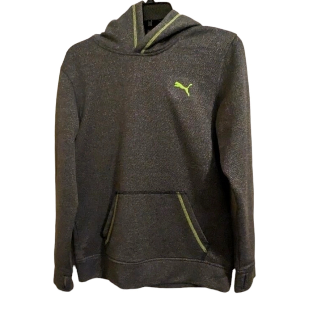 FINAL SALE! Puma Boys Hoodie W/Neon Green Trim & Sleeve Thumb Holes Sz L(14/16)